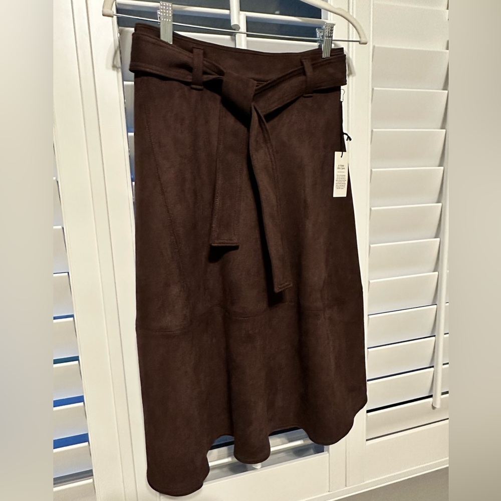 Ann Taylor Petite Brown A-Line Skirt with Tie Front